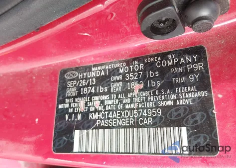 2013 Hyundai Accent Gls from USA, damaged, VIN KMHCT4AEXDU574959